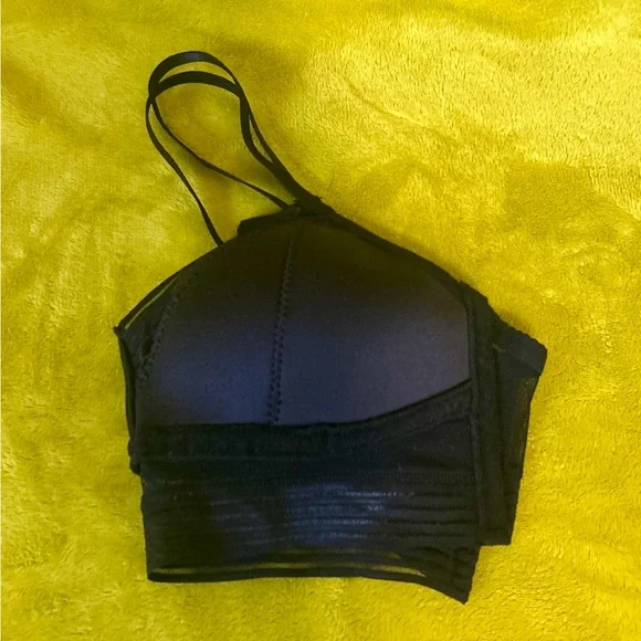 Black Stretchy Polka Dots Mesh Padded Bra Size Medium - Picture 8 of 9